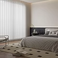 Modern Bedroom Interior Design With Striped Bed Pillows Black White Rug And Window Curtains