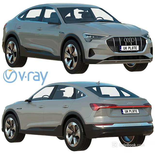 Audi Modern SUV Crossover 3D Render with Vray Front Rear Views 3d model 