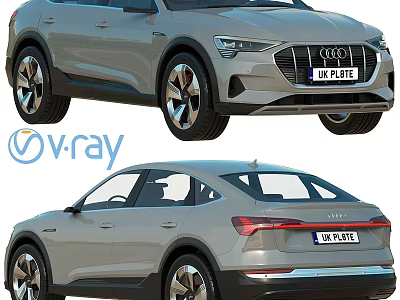 Audi Modern SUV Crossover 3D Render with Vray Front Rear Views 3d model