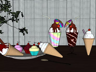 Modern Ice Cream Ice Cream Dessert Cake Cone 3d model Modern Ice Cream Ice Cream Dessert Cake Cone 3d model