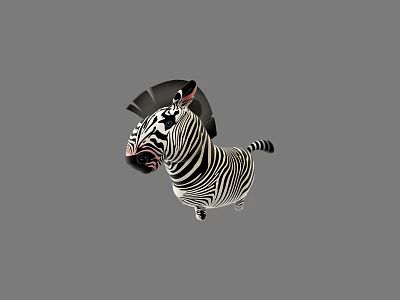 Striking Striped Reptile 3D Model With Black White Patterns On Gray Background 3d model