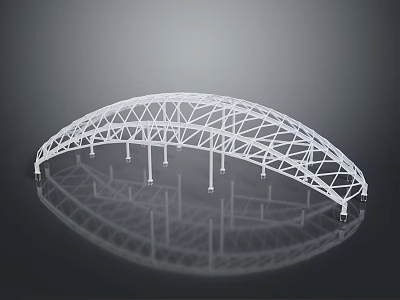 Modern White Architectural Arch Structure Featuring Lattice Design And Support Columns 3d model