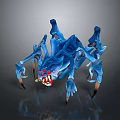 Blue Spider Like Game Monster Character With Red Eyes And Sharp Claws 3d model