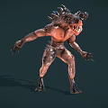 Fierce Game Movie Monster Character With Spiked Head Fanged Mouth And Muscular Body