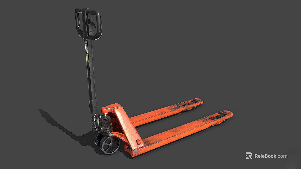 Orange Manual Hydraulic Industrial Forklift With Heavy Duty Forks For Material Handling 3d model 