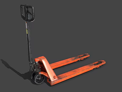 Orange Manual Hydraulic Industrial Forklift With Heavy Duty Forks For Material Handling 3d model