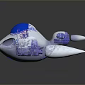 Futuristic White Purple Aircraft Toy With Transparent Blue Cockpit And Glowing Wings