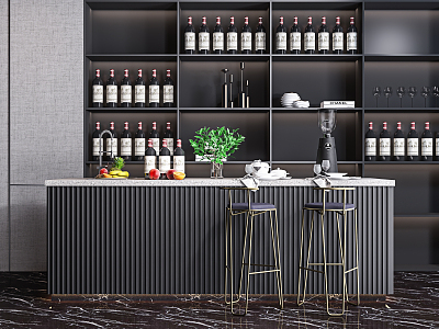 Light Luxury Bar Chair Combination Metal Bar Chair Bar Combination 3d model