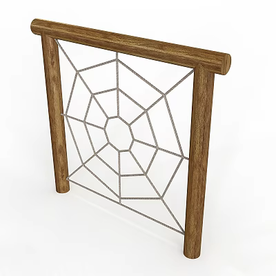 Playground Equipment With Wooden Frame Geometric Net Structure Safe Design For Kids 3d model
