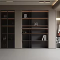 Modern Interior Decorative Cabinet With Glass Doors Shelves And Decorative Items