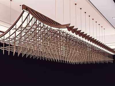 Modern Unique Structural Chandelier Hanging From Ceiling With Artistic Design Elements 3d model