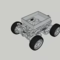 Small Silver Smart Machine With Four Wheels And Square Metal Cargo Compartment 3d model