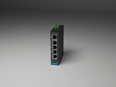 Industrial Ethernet Switch With 4 Ports Black Housing For Reliable Network Connectivity In Automation 3d model