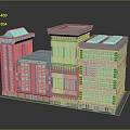 Modern Multi Story Building Design With Glass Facade Green Blue Exterior And Skylight Roof