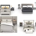 Stylish Double Bed Designs With Bedside Tables Lamps And Bedding Sets 3d model