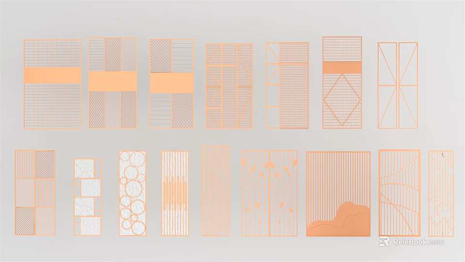 Stylish Modern Interior Partition Designs With Geometric Patterns And Linear Details For Home Decor 3d model