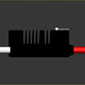 Black Electronic Device with Metal Heatsink Structure Red Black Connectors and Component Holes