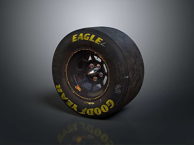 Goodyear Eagle High Performance Car Tire With Alloy Wheel Rim Assembly 3d model
