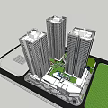 Modern High Rise Residential Complex With Central Green Area And Landscaped Courtyard