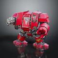 Red Mechanical Armored Creature With Heavy Weapon And Detailed Armor Design 3d model