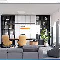 Modern Office Interior Design With Sofa Desk Chairs Bookshelves And Green Plants