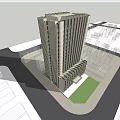 Modern High Rise Office Building With Light Colored Facade And Large Windows 3d model
