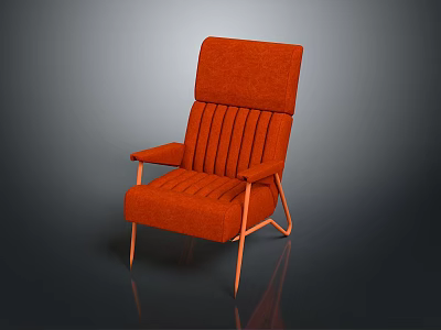 High Back Modern Orange Armchair With Striped Design And Metal Legs Furniture 3d model