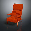 High Back Modern Orange Armchair With Striped Design And Metal Legs Furniture