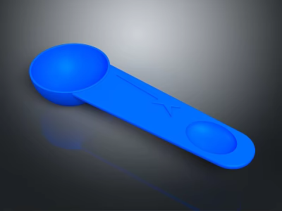 Blue Plastic Measuring Spoon With Dual Size Scoops For Kitchen Cooking 3d model