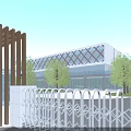 Industrial Factory Building With Cooling Towers Chimneys Electrical Equipment And Green Surroundings