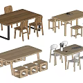 Simple Design Wooden Children's Table With Various Styles And Matching Chairs Stools