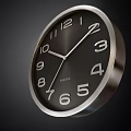 Modern Black Dial Wall Clock With White Numbers Silver Hands And Metal Frame 3d model