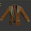 Orange Leather Jacket With Colorful Striped Collar Cuffs And Lining Design