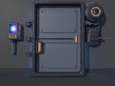 Industrial Gray Metal Enclosure With Display Panel And Circular Component 3d model