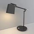 Black Adjustable Arm Desk Lamp with Square Shade Round Base and Illuminated Light