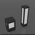 Modern Outdoor Lights With Black Casing And White Light In Two Sizes 3d model