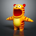 Cute Cartoon Tiger Game And Movie Character With Open Mouth Red Stripes And Yellow Body