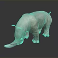 White Rhino 3D Model Display on Reflective Surface with Gray Background 3d model