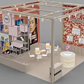 Beauty Specialty Store with Makeup Model Posters Display Shelves and Counter