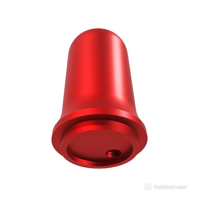 Red Metal Cylindrical Component With Rounded Top And Base Hole Design 3d model
