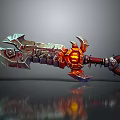 Ornate Fantasy Weapon Featuring Intricate Design Glowing Orange Core And Spiked Edges