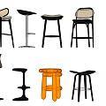 Modern Bar Chair Simple Bar Chair Combination 3d model