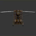 Vintage Historical Tank Model Featuring Wooden Frame And Wheeled Arm Structure Design