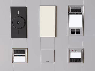Modern Bathroom Accessories With Wall Mounted Lighting Ventilation Heating And Control Panels 3d model