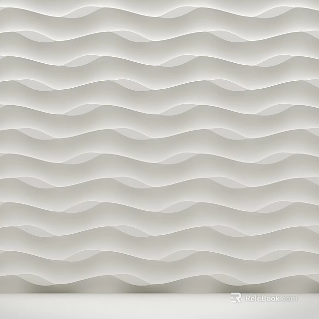 White Wall With Wavy Texture And 3D Textured Design For Modern Interior 3d model