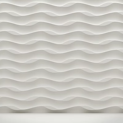 White Wall With Wavy Texture And 3D Textured Design For Modern Interior 3d model