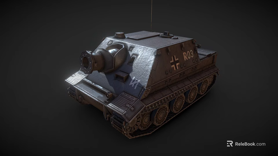 Vintage Military Tank With Metal Armor Tracks And Cannon Barrel 3d model 