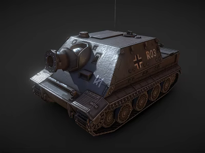 Vintage Military Tank With Metal Armor Tracks And Cannon Barrel 3d model