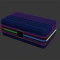 Blue Hard Shell Storage Case With Striped Design And Black Clasp
