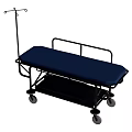 Medical Stretcher With Blue Mattress Metal Frame Wheels And IV Pole For Patient Transport